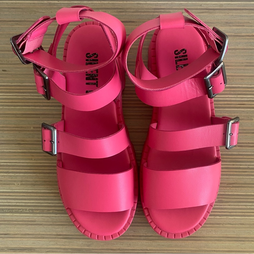 Like New Anthropologie Silent D Friand Gladiator Platform Sandals Shoes Pink 8.5 - Picture 3 of 9